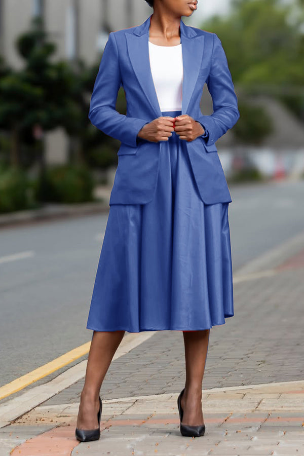 Classic Blazer & Pleated Skirt Set