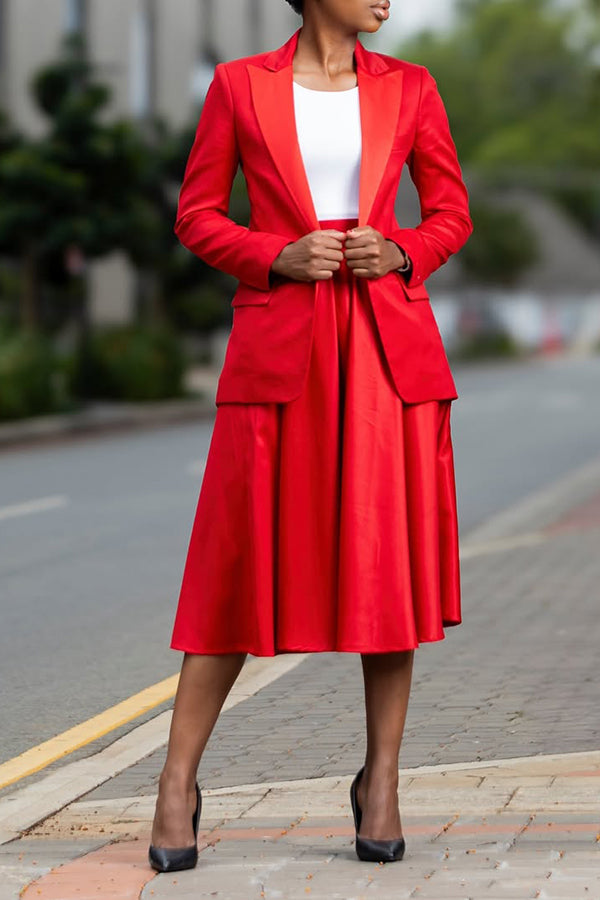 Classic Blazer & Pleated Skirt Set