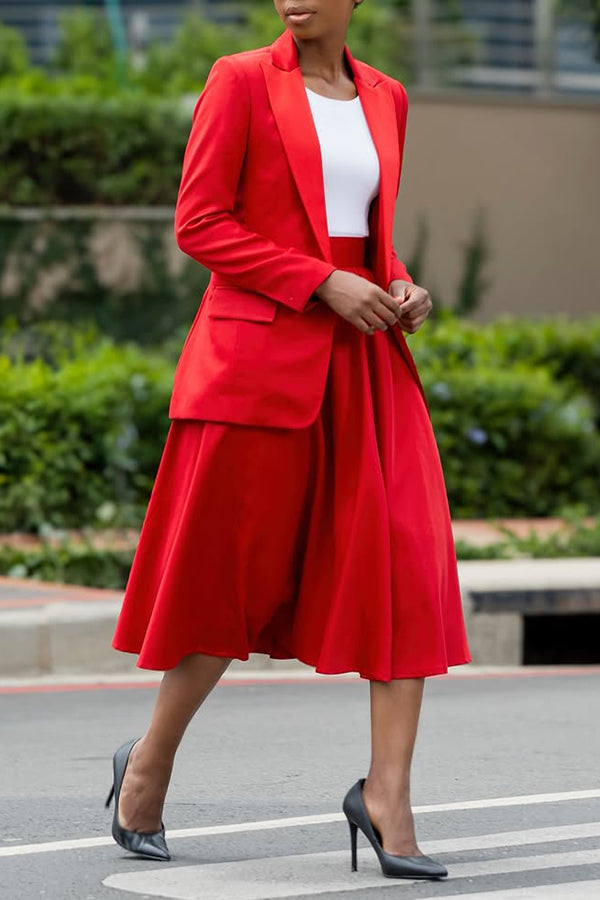 Classic Blazer & Pleated Skirt Set