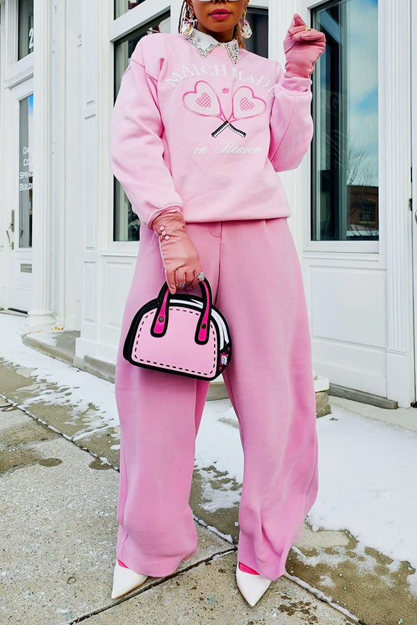 Stylish Pattern Printing Sweatshirt & Sweatpants Set