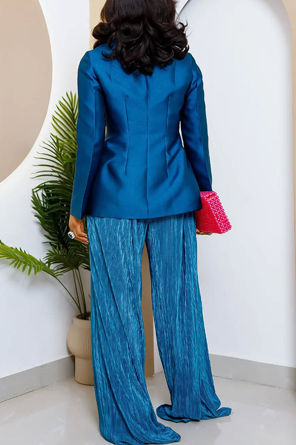 Stylish Stain Blazer & Drapery Pants Set