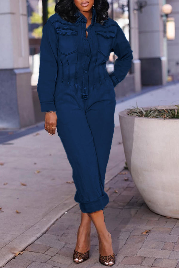 Retro Wash Denim Jumpsuit