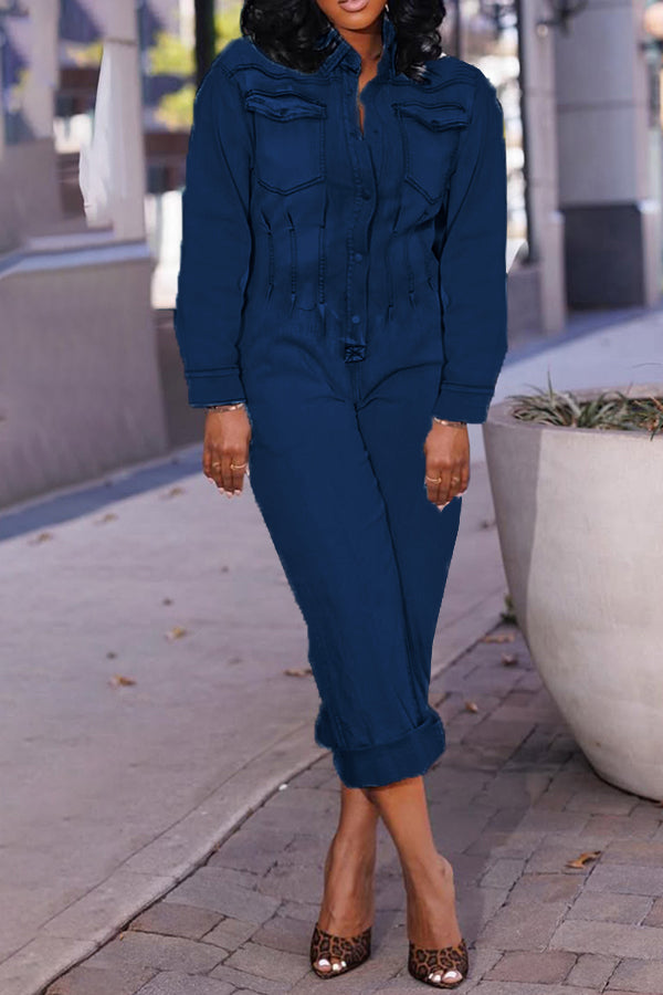 Retro Wash Denim Jumpsuit