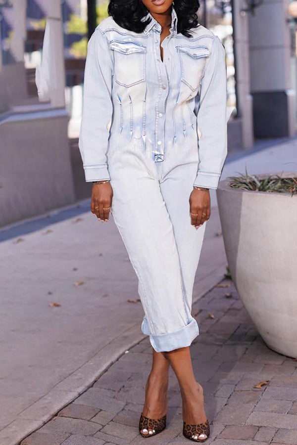 Retro Wash Denim Jumpsuit