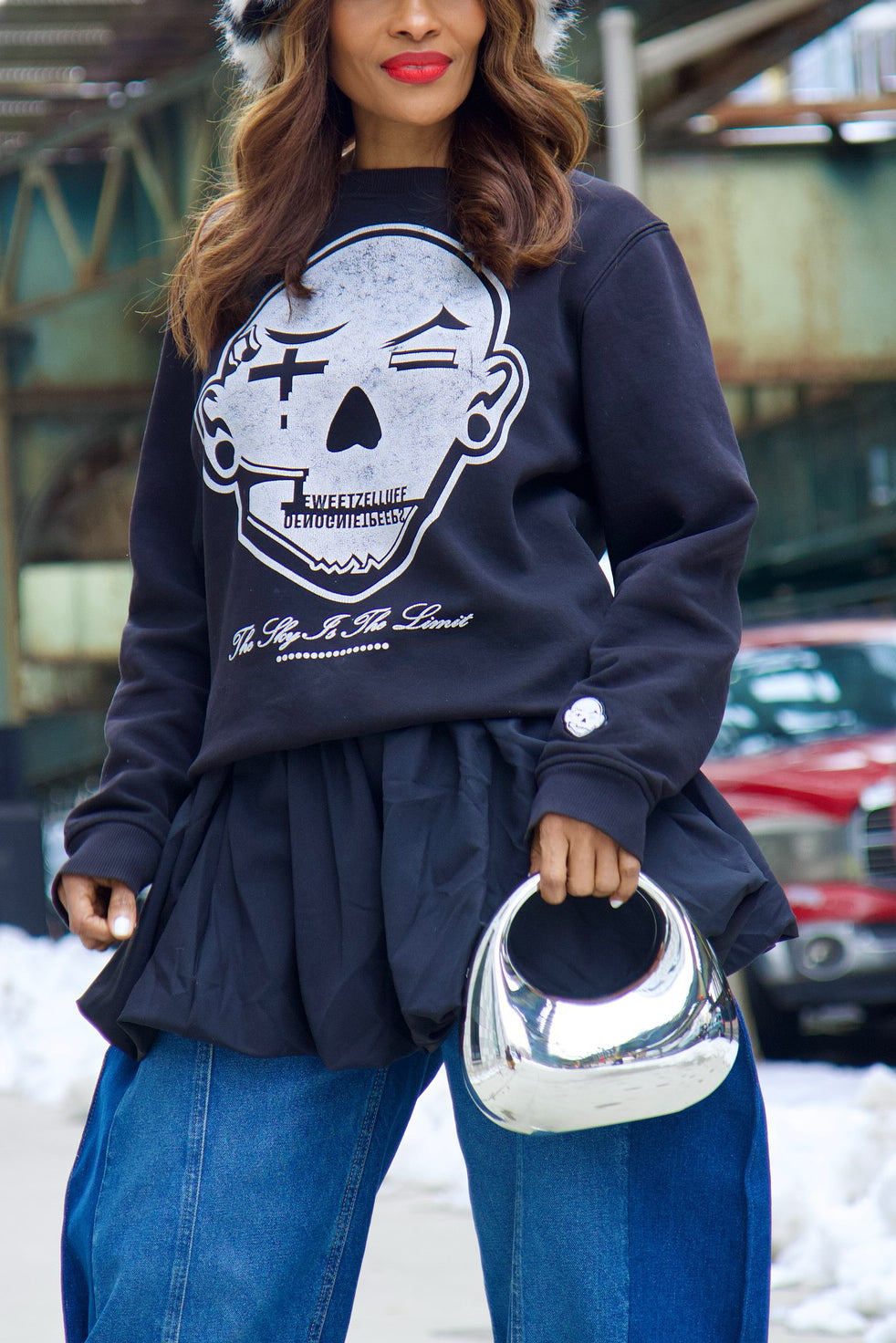 Street Style Printed Round Neck Sweatshirt