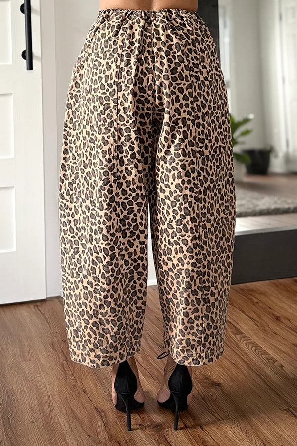 Fashion Loose Washed Classic Leopard Print Jeans