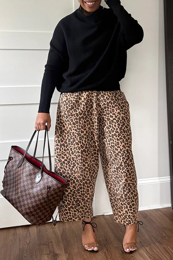 Fashion Loose Washed Classic Leopard Print Jeans