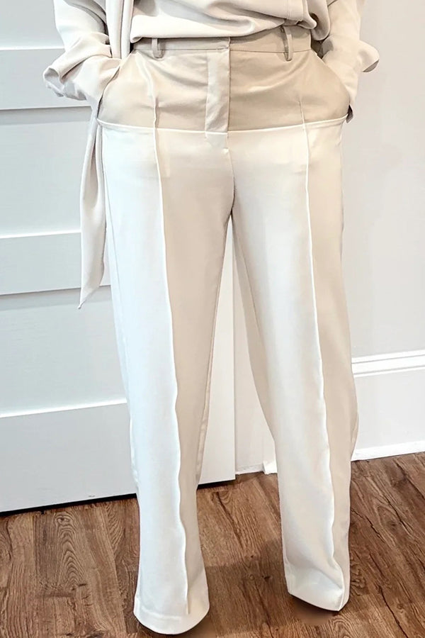 Chic Pu Waist Contrast Track Pants