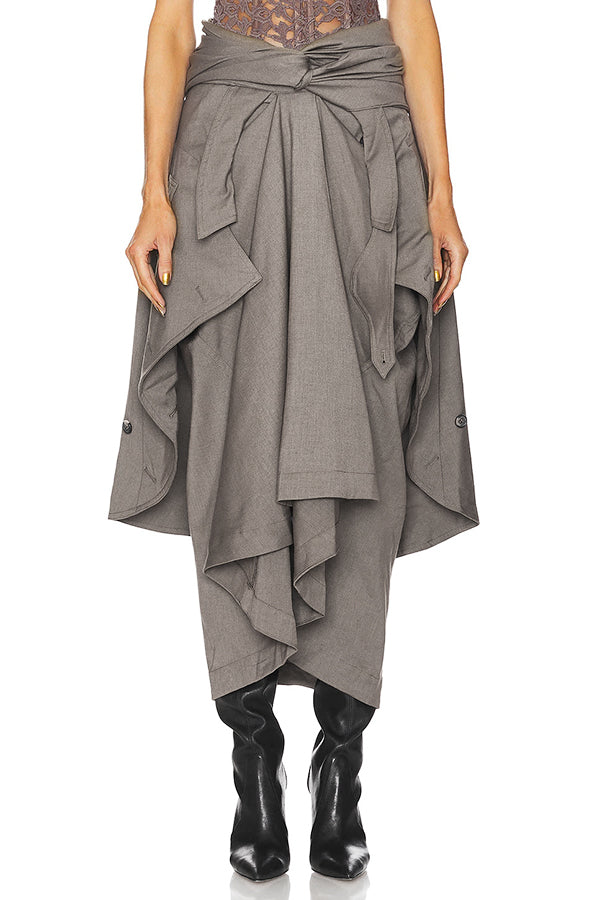 Stylish Unique Knotted Draped Maxi Skirt