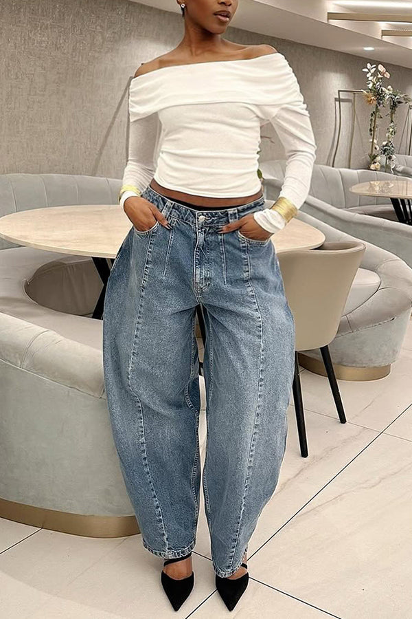 Minimalist Low Waist Pocket Design Jeans