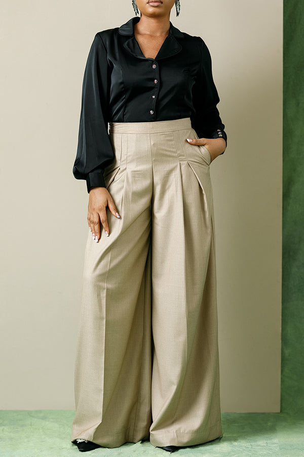 Urban Casual High Waist Wide Leg Pants