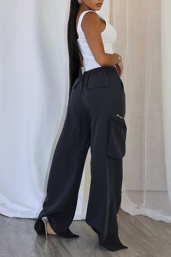 Casual Zipper Drawstring Low Waist Pants