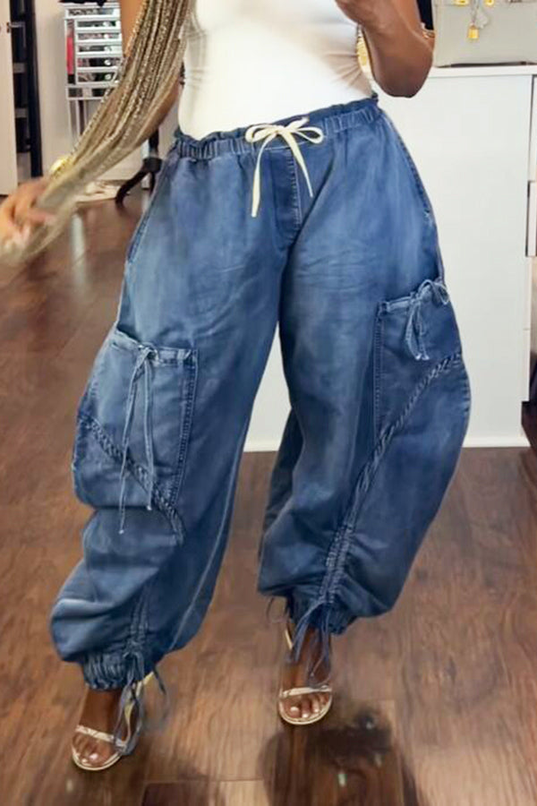 Casual Bow Tie Belt Denim Jeans