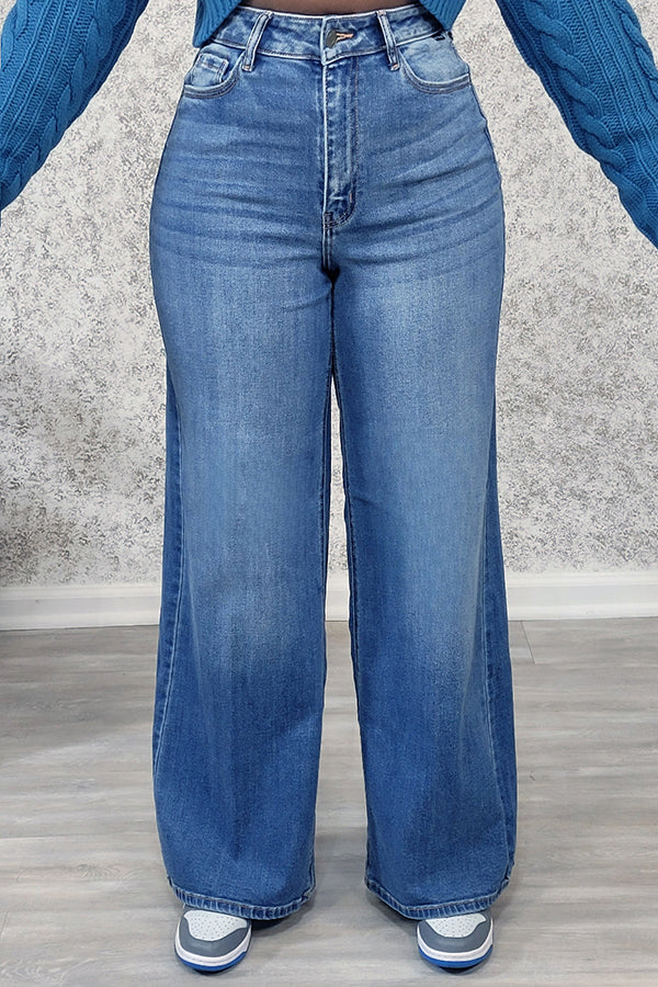 Casual High Waist Washed Jeans