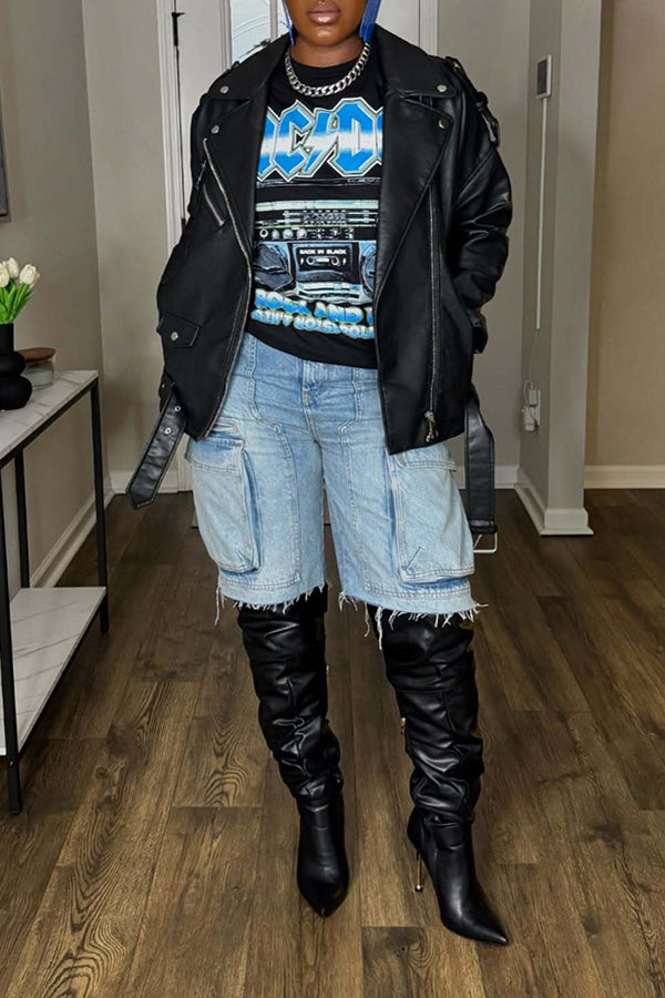 Retro Pocket Distressed Denim Boot Pants