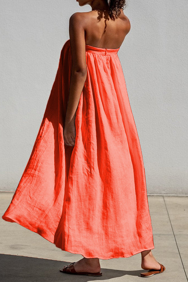 Tube Top Ruffle Hem Maxi Dress