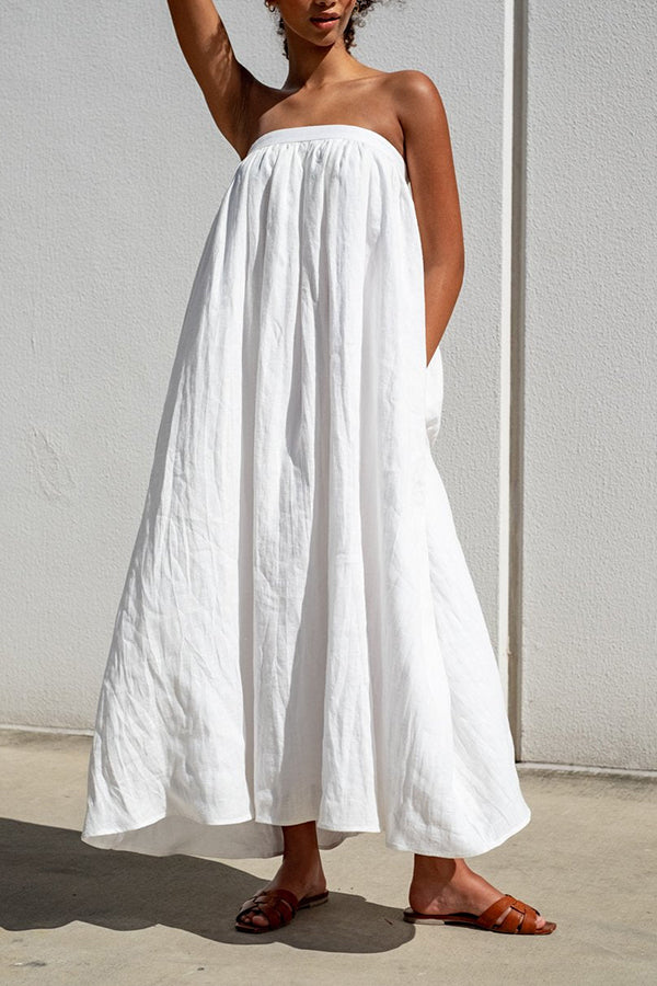 Cozy Off Shoulder Pleated Solid Midi Dress