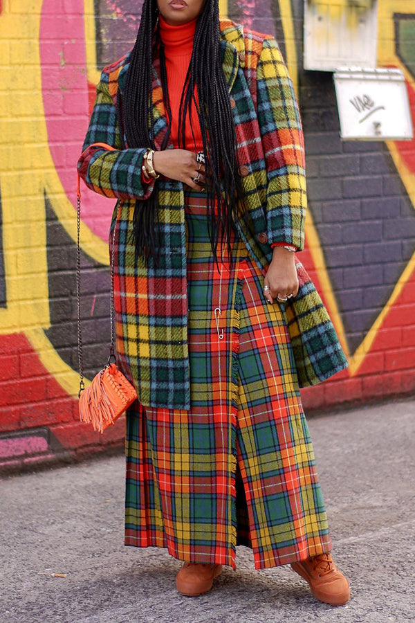 Stylish Asymmetrical Design Plaid Skirt