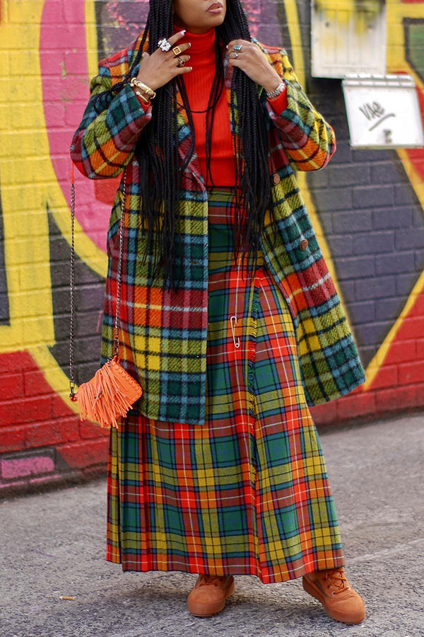 Stylish Asymmetrical Design Plaid Skirt