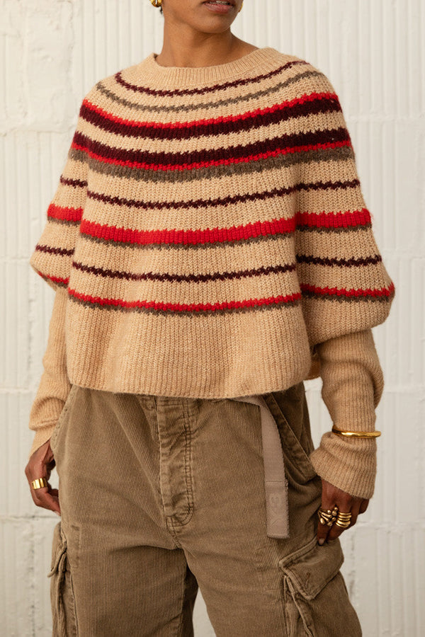 Cozy Round Neck Striped Sweater