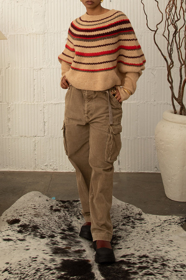 Cozy Round Neck Striped Sweater