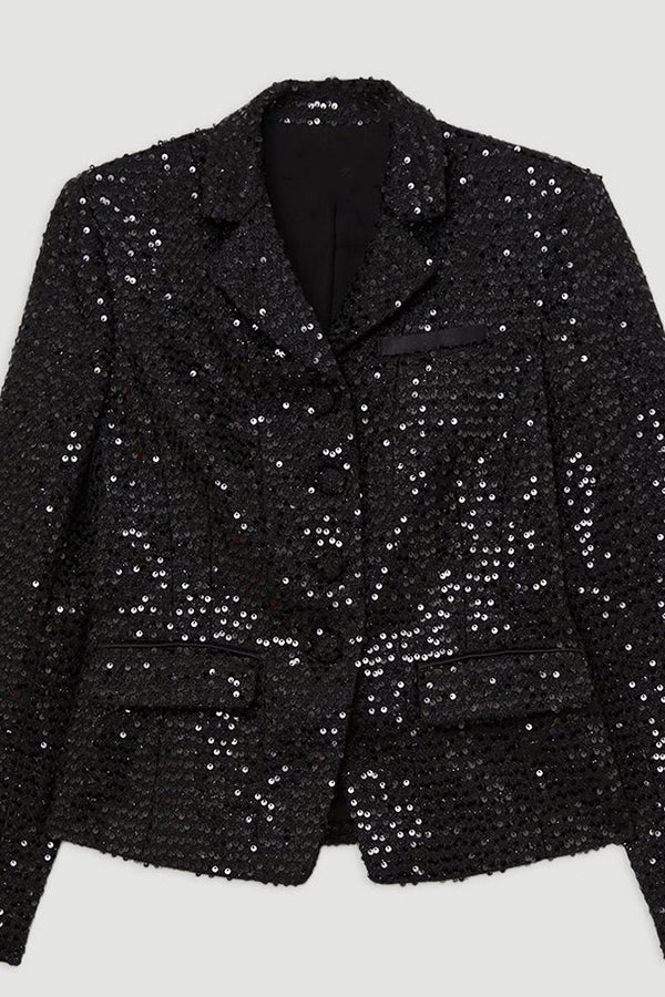 Classic Sequin Single Breasted Blazer