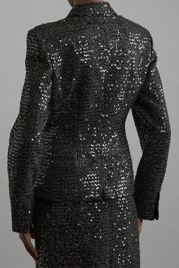 Classic Sequin Single Breasted Blazer