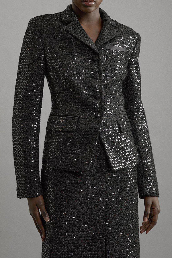 Classic Sequin Single Breasted Blazer