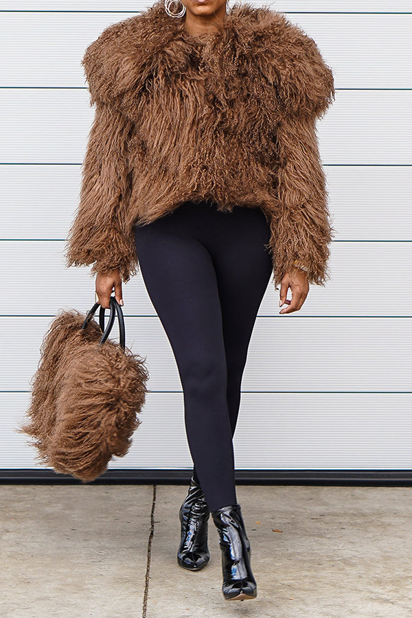 Stylish Cozy Solid Fur Jacket