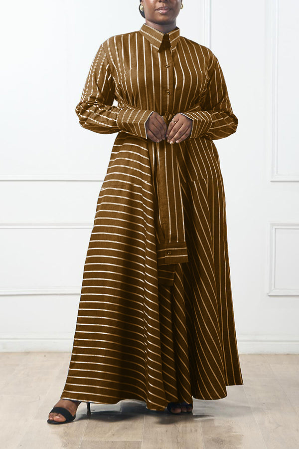 Vintage Striped Twist Front Maxi Dress