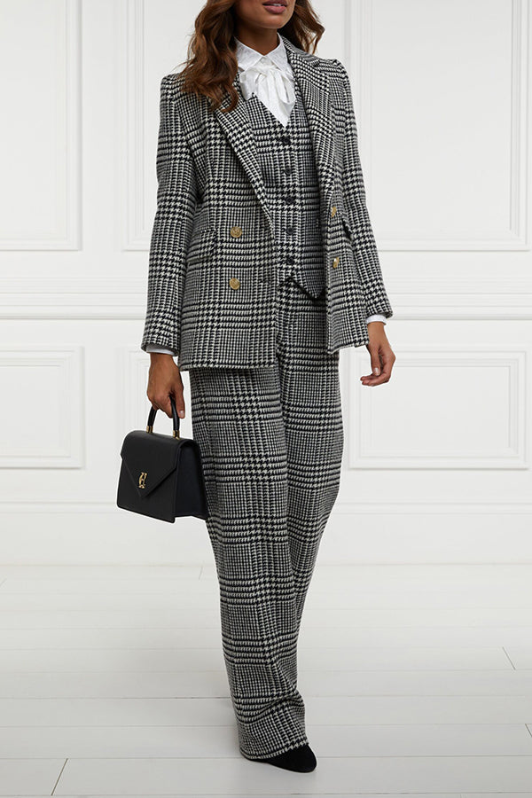 Classic Houndstooth Blazer & Pants Set