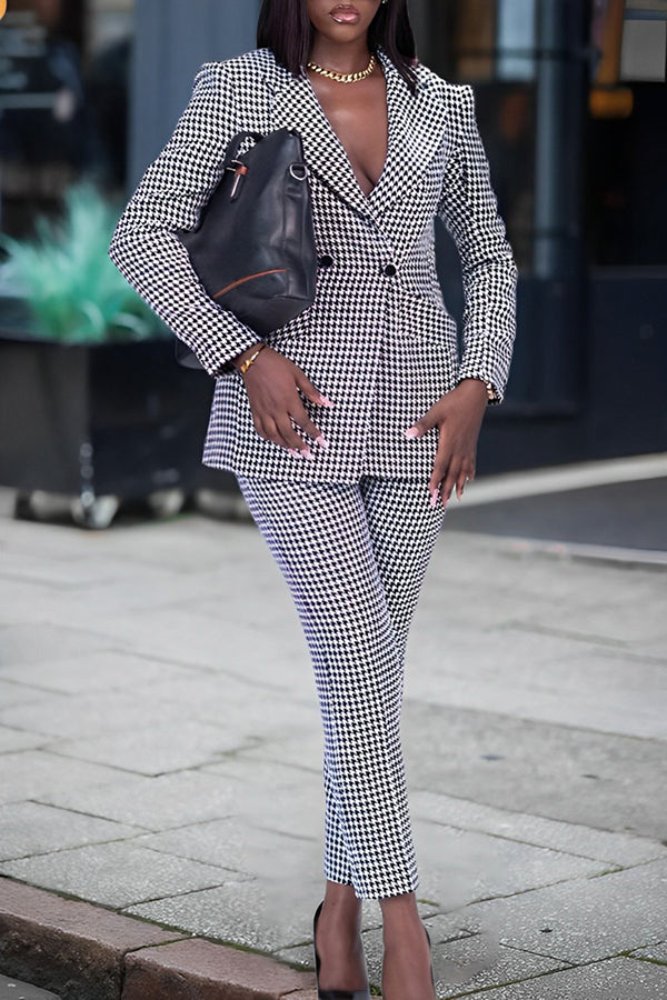 Vintage Houndstooth Blazer & Pants Set