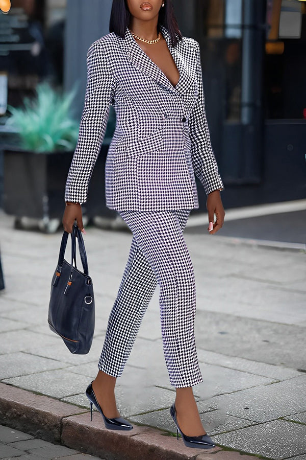 Vintage Houndstooth Blazer & Pants Set