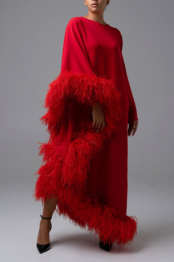 Elegant Asymmetrical Hem Feather Dress