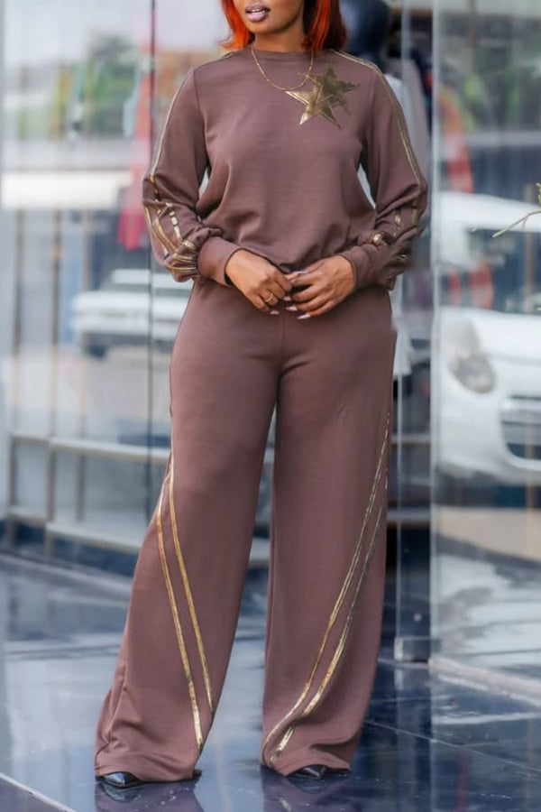 Casual Round Neck Sweatshirt & Pants Set