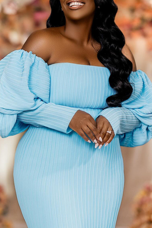 Stylish Rib-knit Off Shoulder Maxi Dress