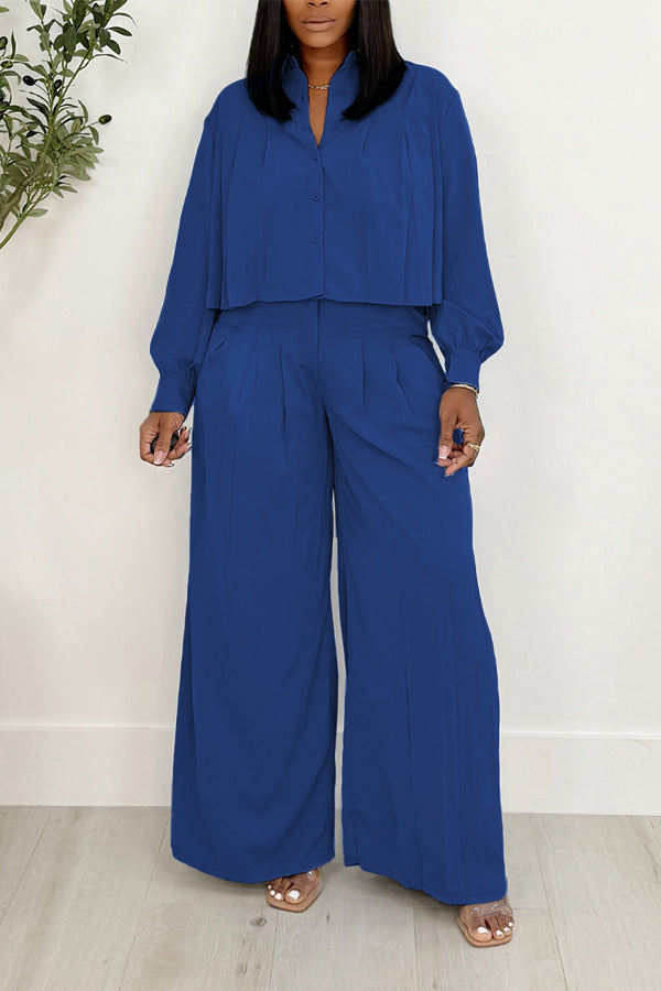 Casual Button Front Shirt & Pants Set