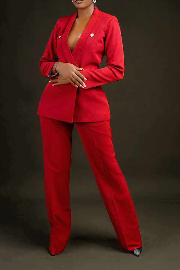 Elegant Double Breasted Blazer & Pants Set