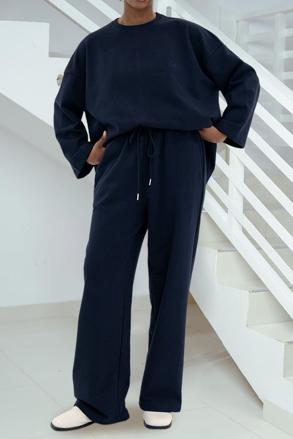 Casual Round Neck Sweatshirt & Pants Set