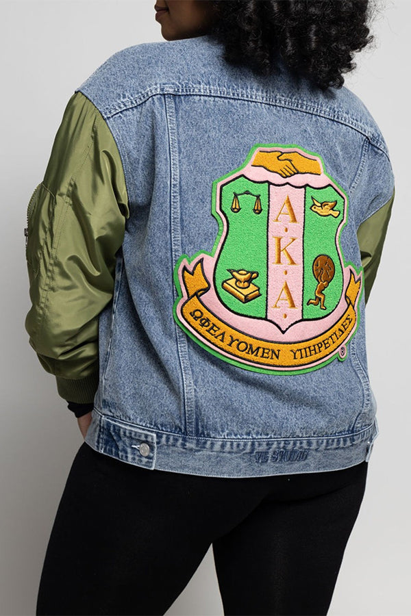 Stylish Nylon Sleeve Denim Jacket