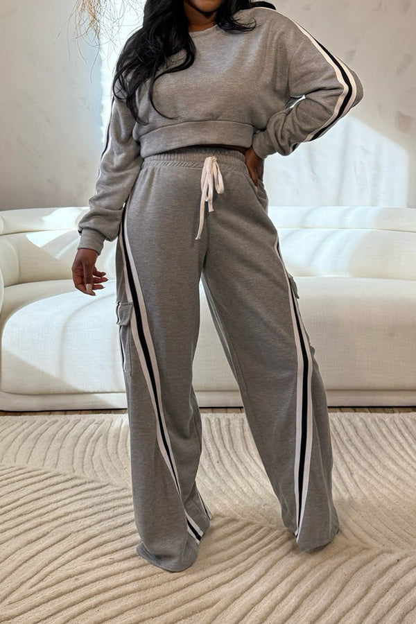 Casual Round Neck Top & Pants Set