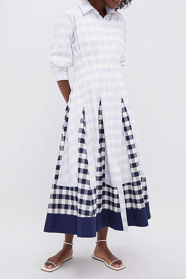 Vintage Plaid Print Maxi Dress