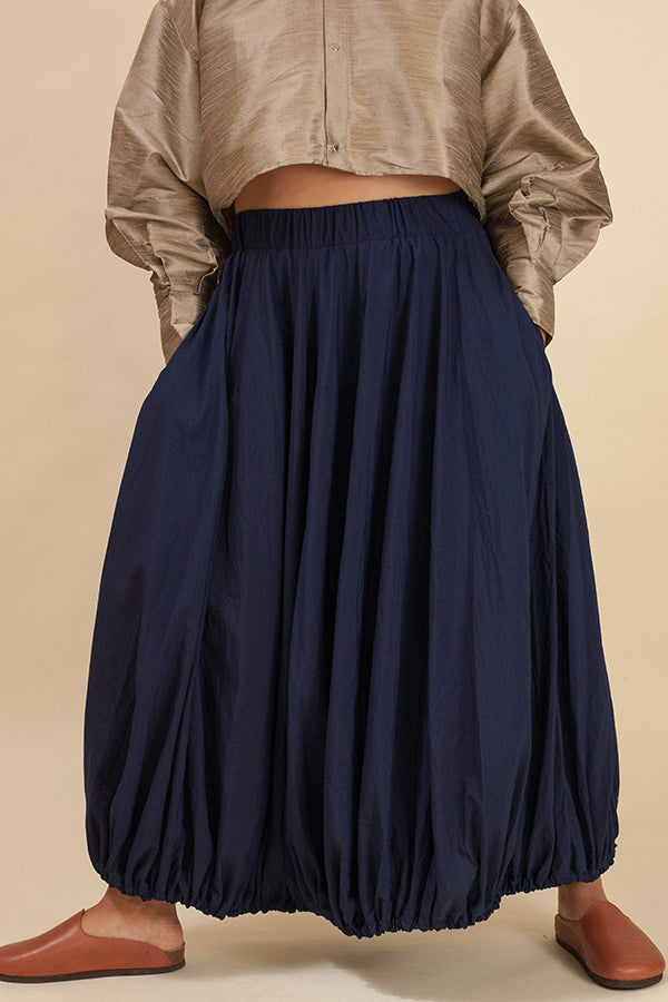 Stylish Balloon Hem Slant Pocket Long Skirt