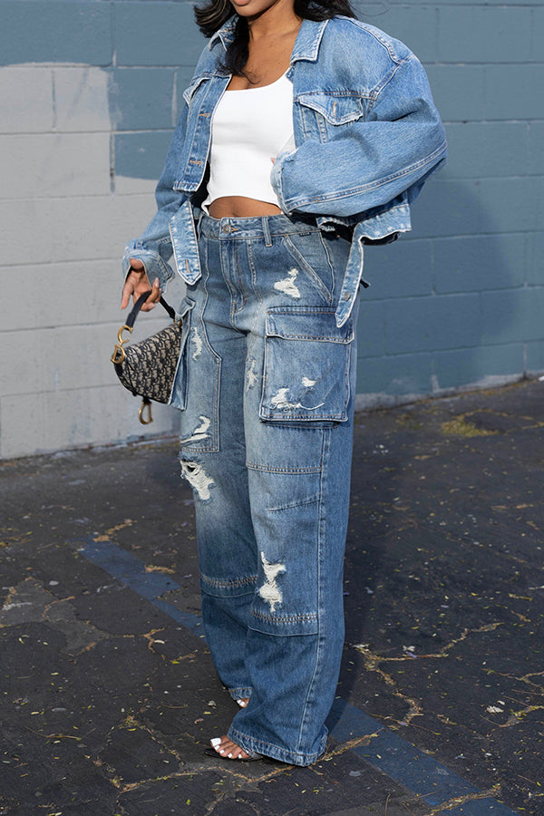 Stylish Washed Denim Jacket