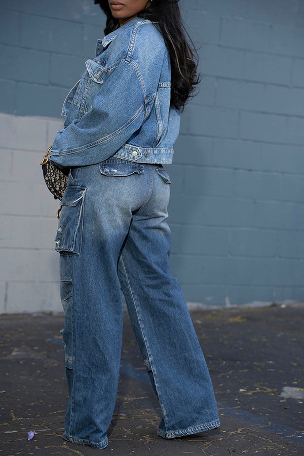 Stylish Washed Denim Jacket