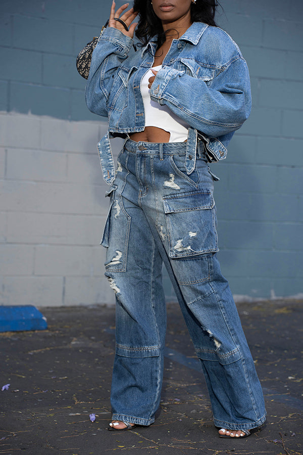 Stylish Washed Denim Jacket