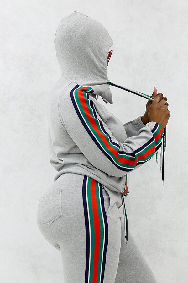 Colorful Striped Patchwork Sweatshirt & Joggers Set