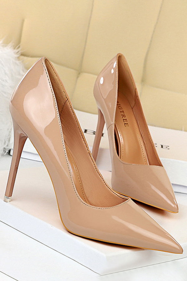 Simple Stiletto Patent Leather High Heels