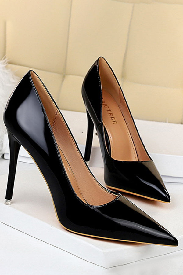 Simple Stiletto Patent Leather High Heels